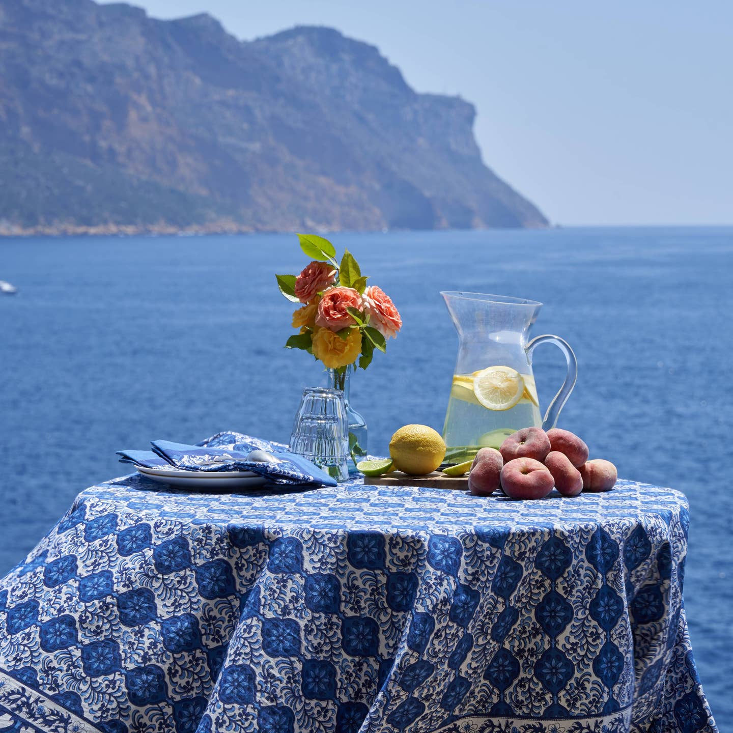 French Tablecloth Azulejo Blue