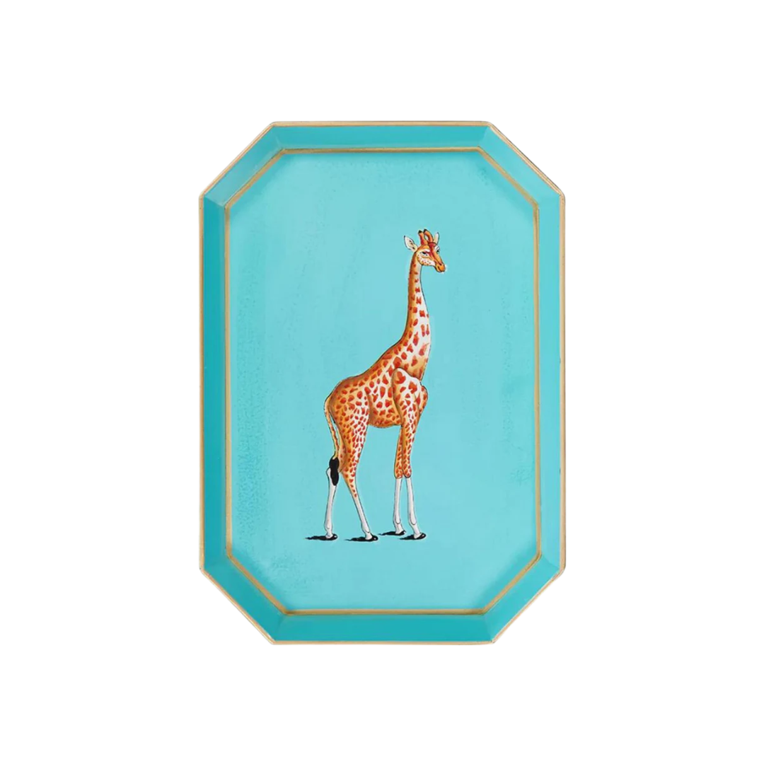Les Ottomans Fauna Hand-painted Iron Tray - Giraffe