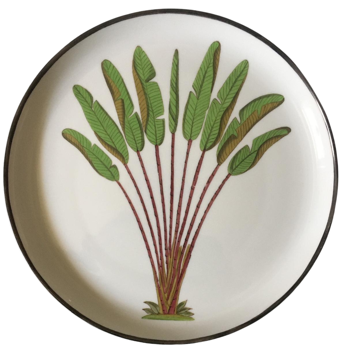 Palm Hand-Painted Limoges Dessert Plate
