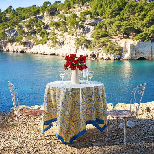 La Mer Blue & Yellow Tablecloth