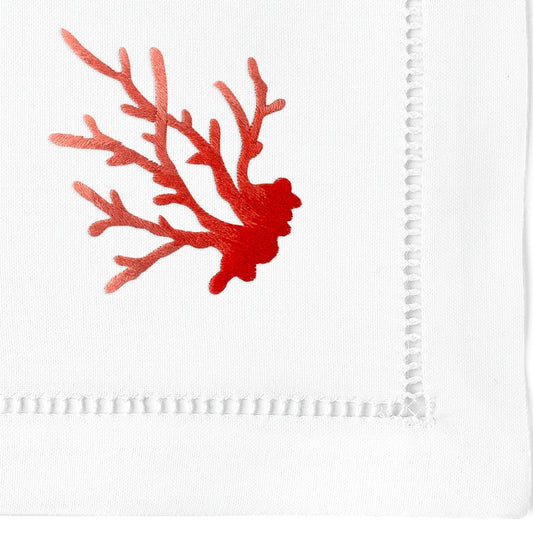 Coral Branch Red Dinner Napkins Set of 4