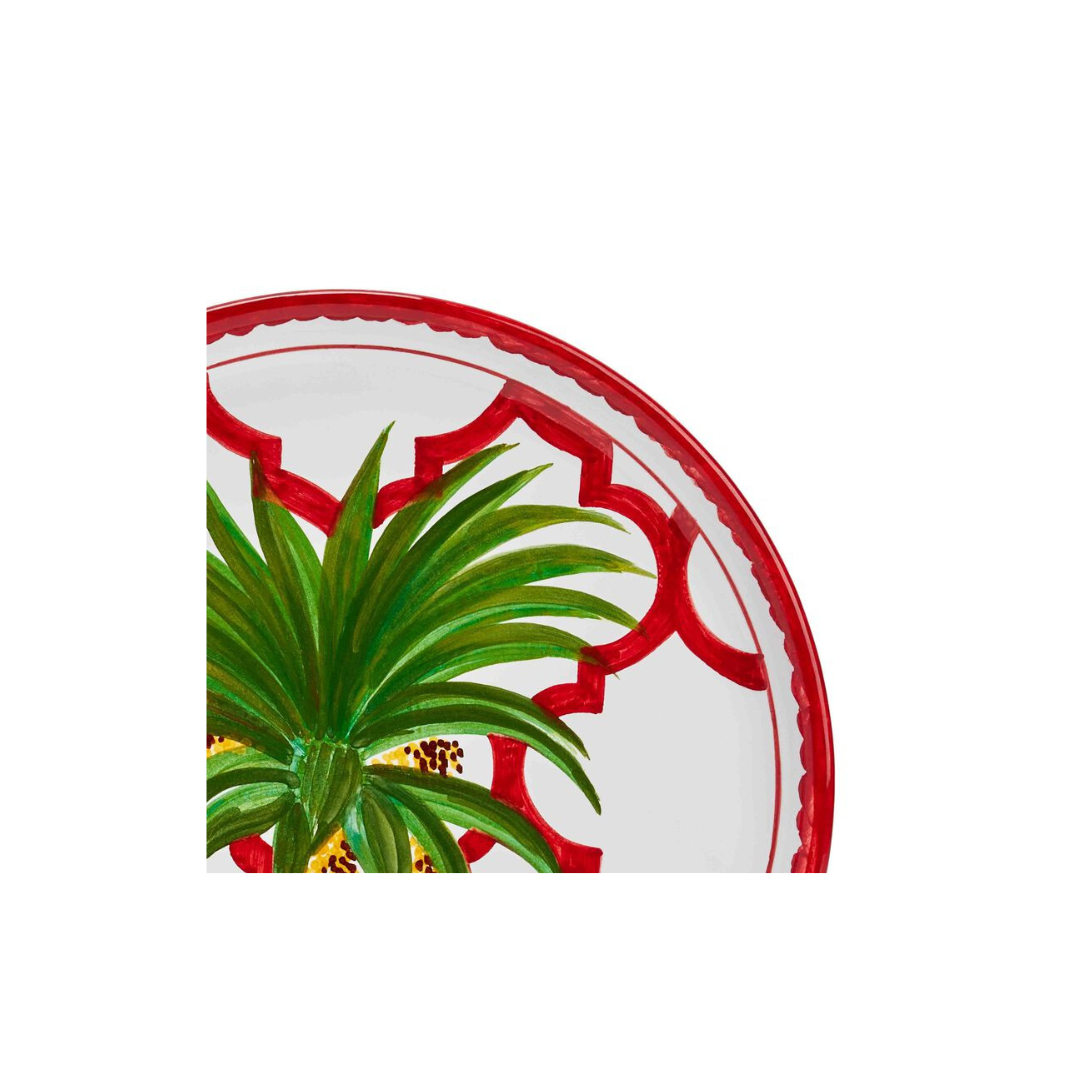 Les Ottomans Palm Ceramic Dessert Plate - Red
