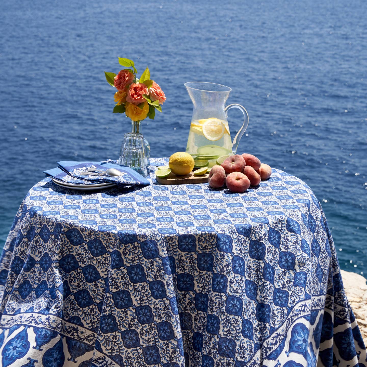 French Tablecloth Azulejo Blue