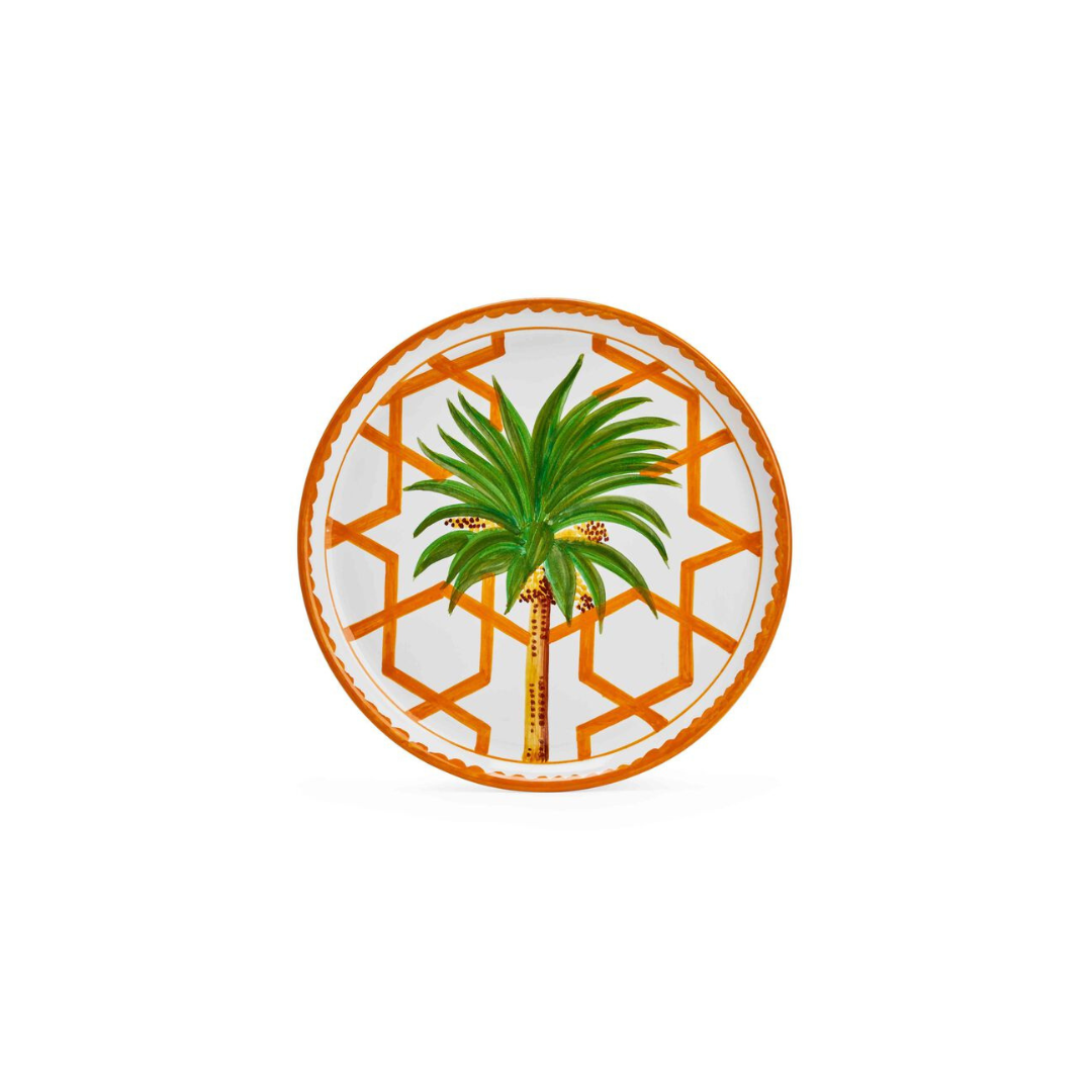 Les Ottomans Palm Ceramic Dessert Plate - Orange