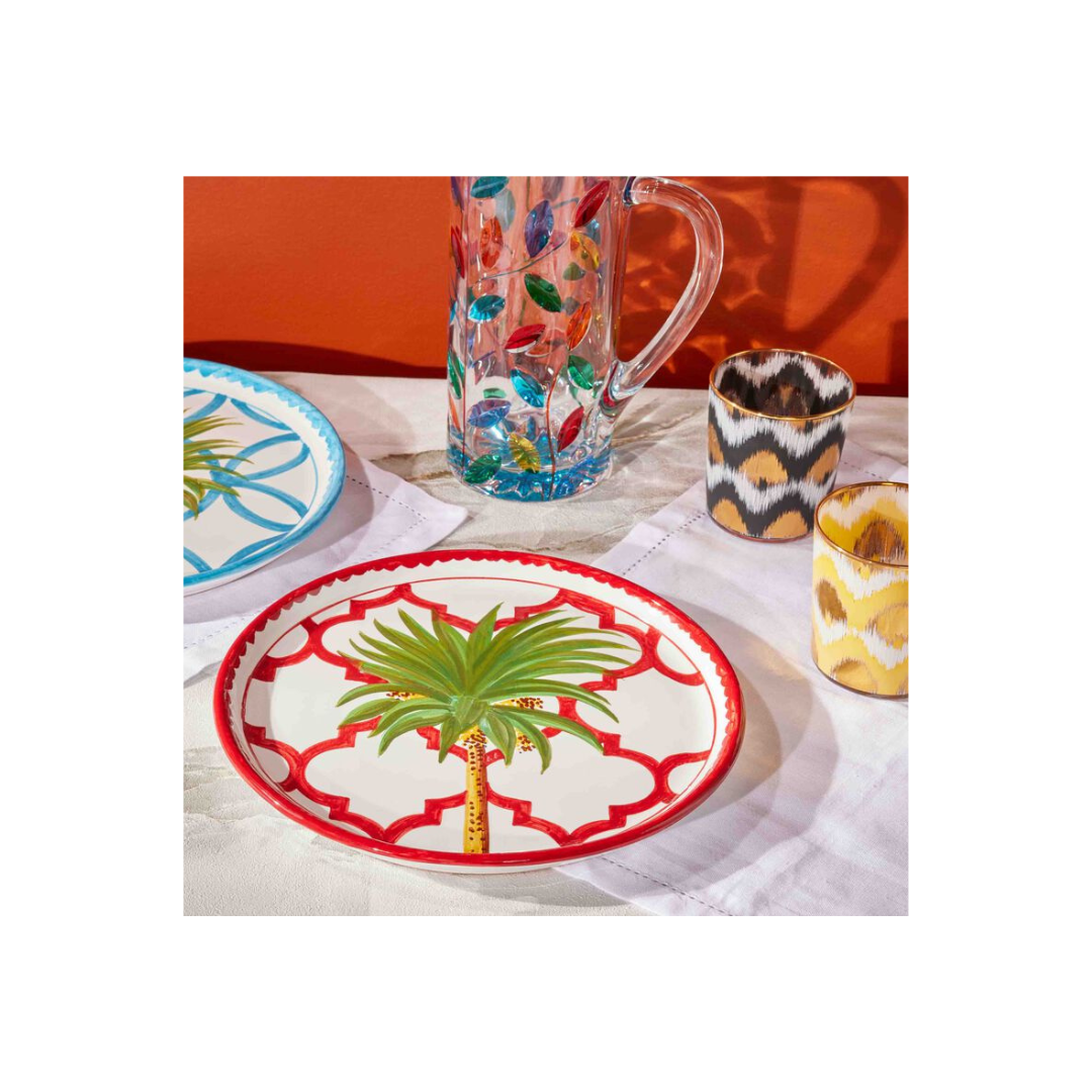 Les Ottomans Palm Ceramic Dessert Plate - Red