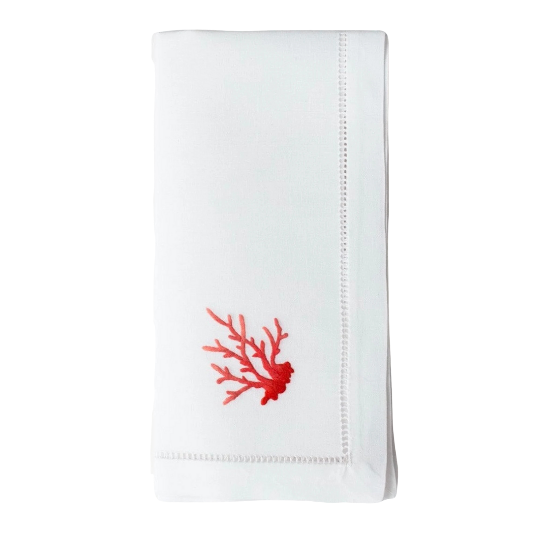 Coral Branch Red Dinner Napkins Set of 4