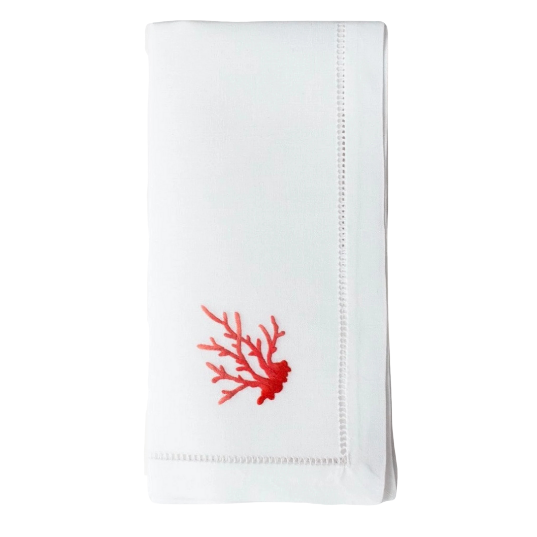 Coral Branch Red Dinner Napkins Set of 4