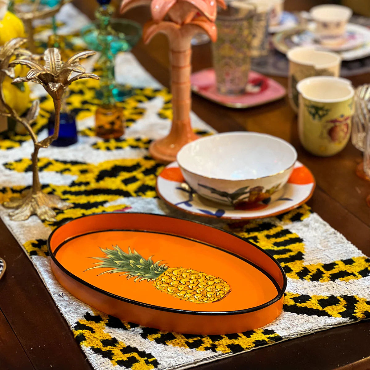 Les Ottomans Fauna Hand-Painted Tray - Pineapple
