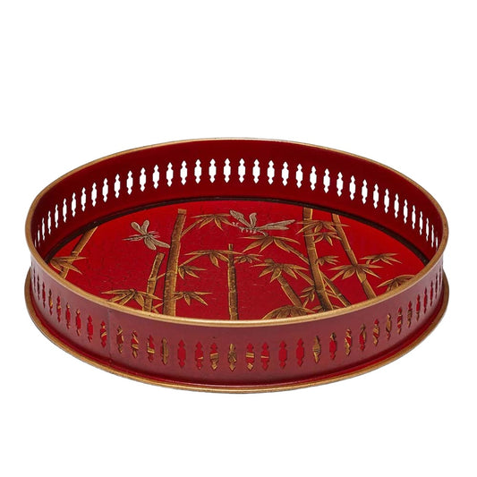 Les Ottomans  Flora Hand-painted Iron Tray - Bamboo Motif