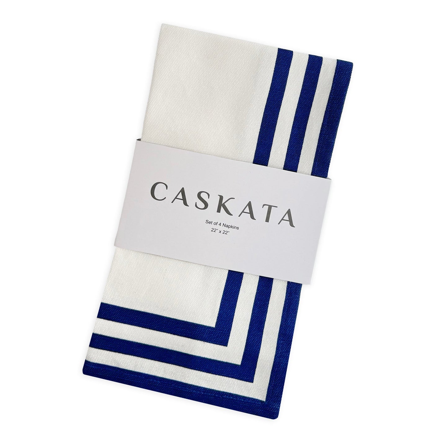 Triple Stripe Blue Dinner Napkins