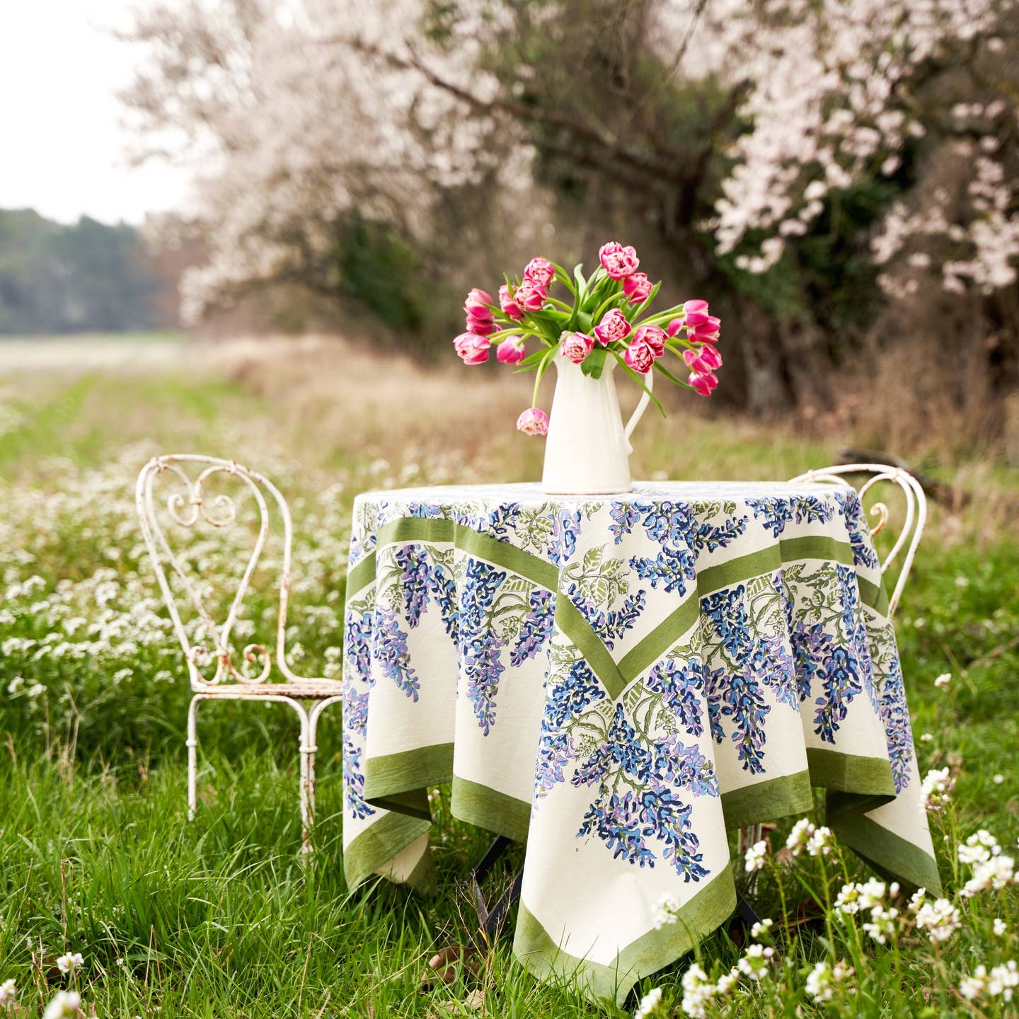Wisteria Blue & Green Tablecloth