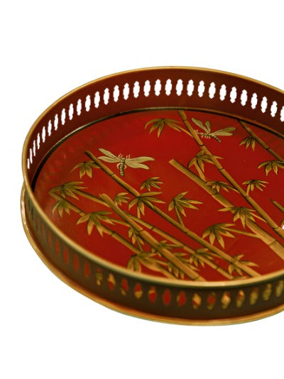 Les Ottomans Flora Hand-painted Iron Tray - Bamboo Motif