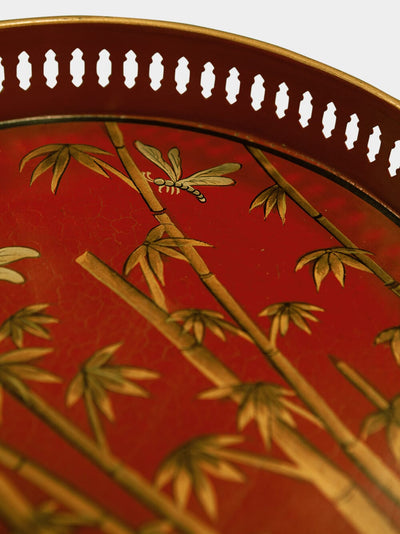 Les Ottomans Flora Hand-painted Iron Tray - Bamboo Motif