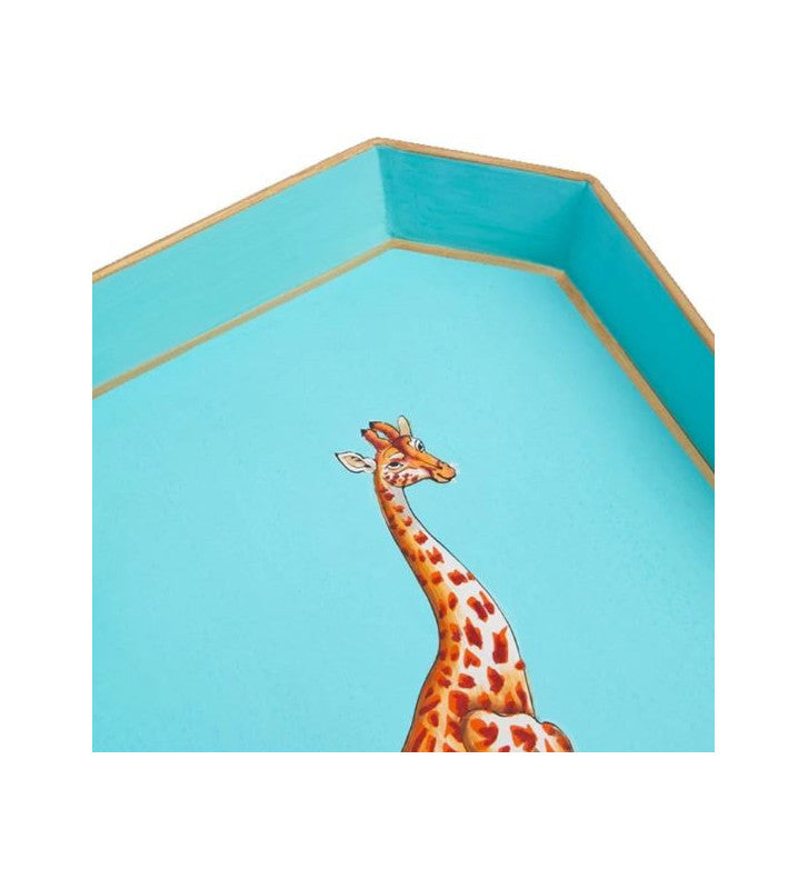 Les Ottomans Fauna Hand-painted Iron Tray - Giraffe