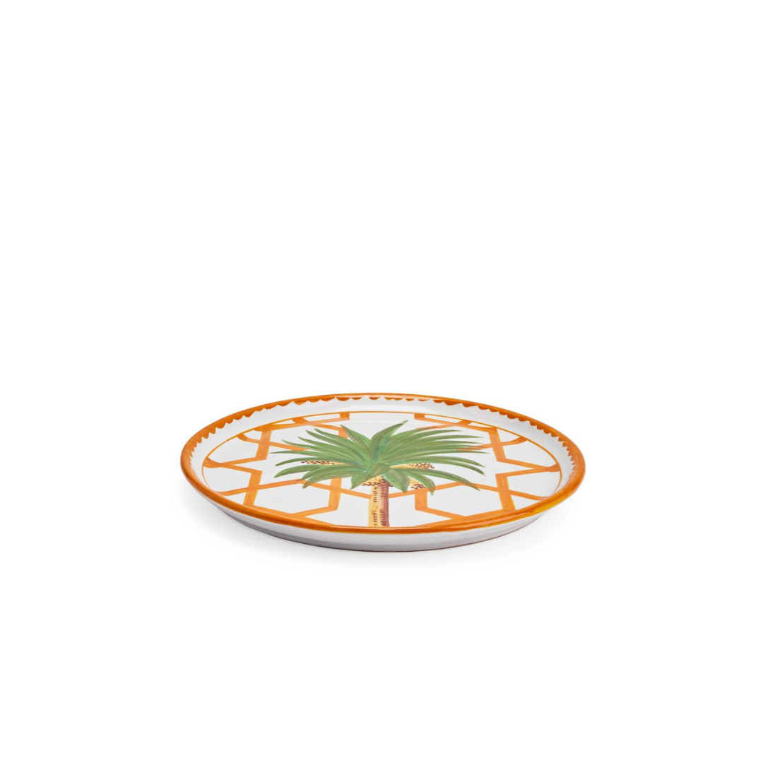 Les Ottomans Palm Ceramic Dessert Plate - Orange