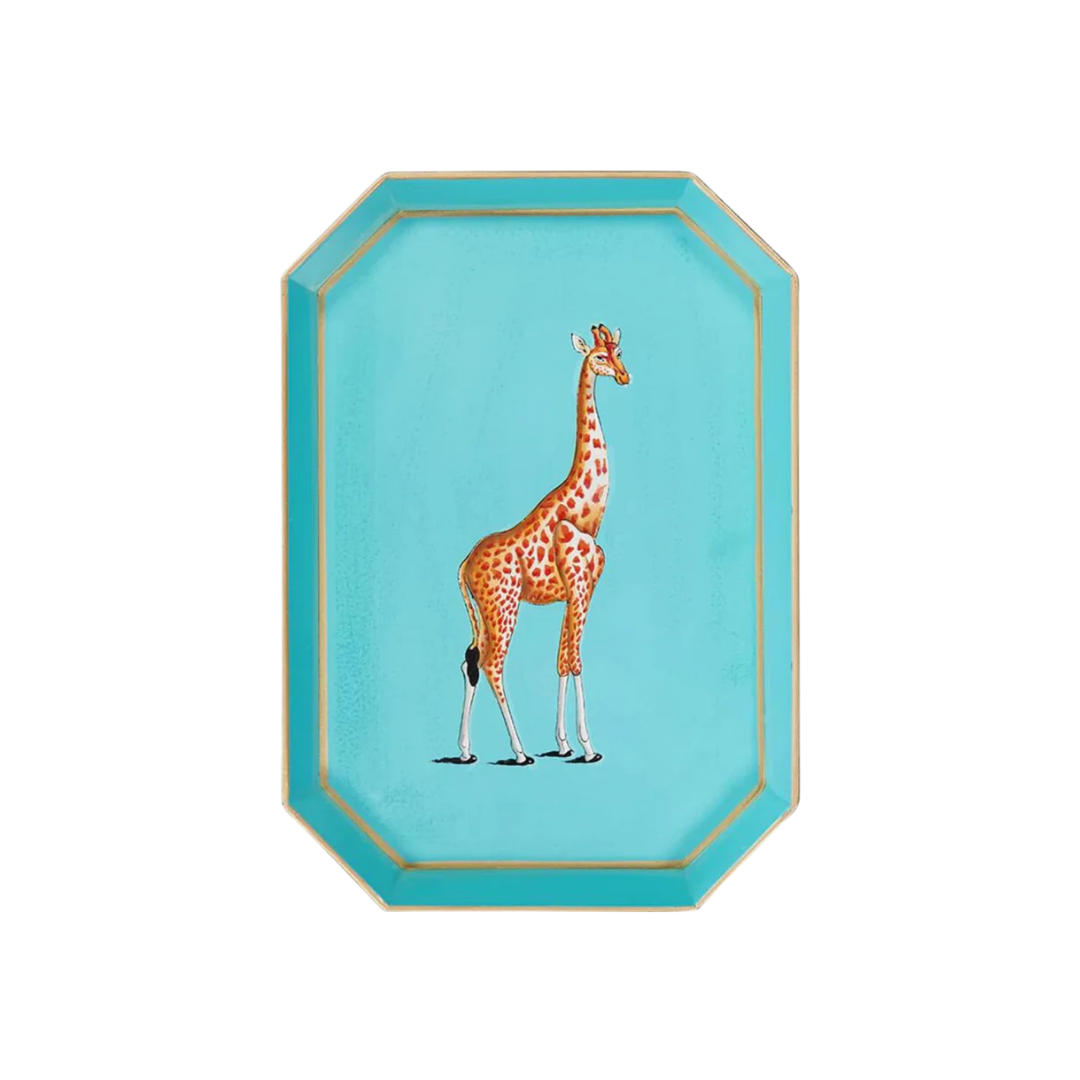 Les Ottomans  Fauna Hand-painted Iron Tray - Giraffe