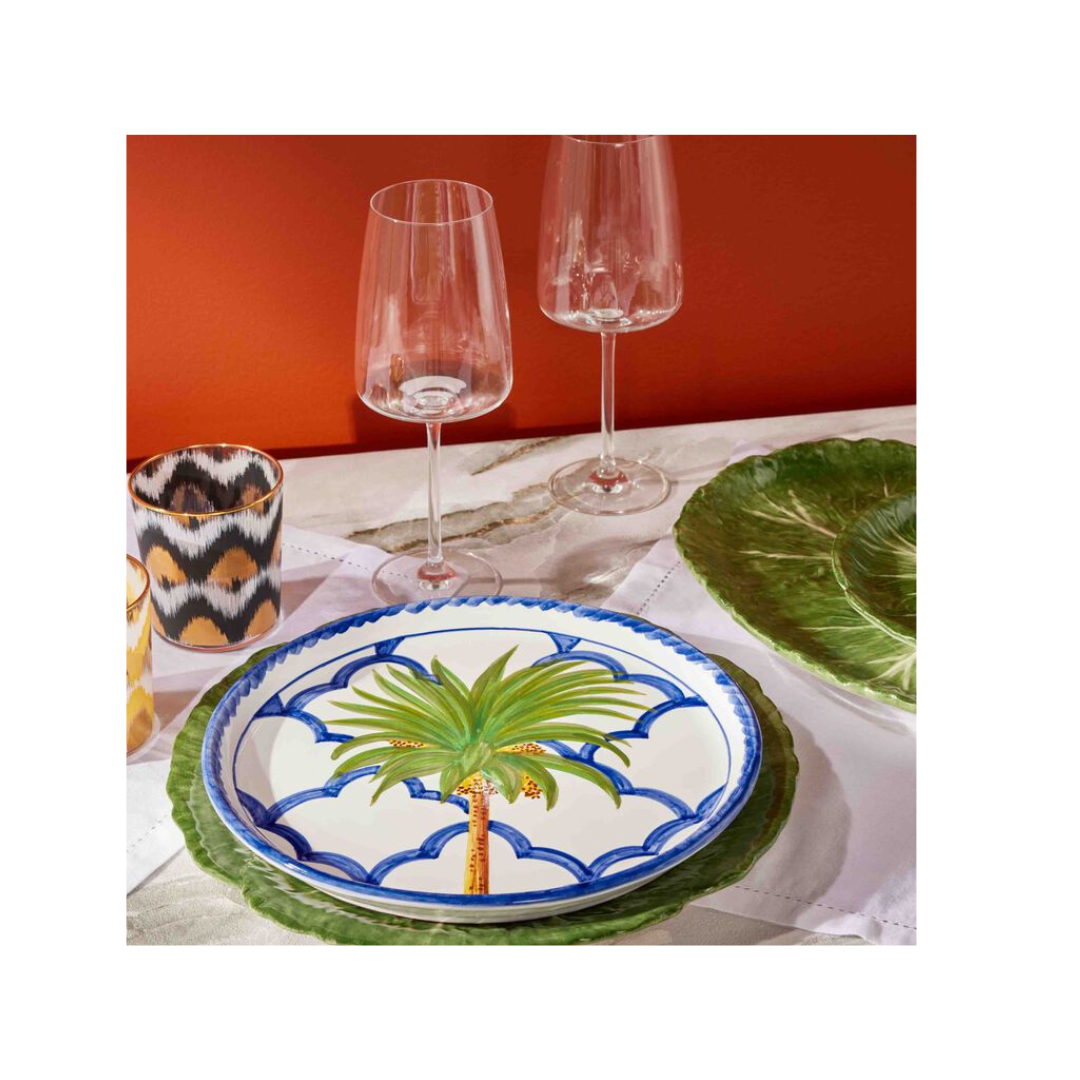 Les Ottomans Palm Ceramic Dessert Plate - Blue