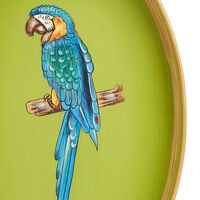 Les Ottomans Fauna Hand-painted Iron Tray - Green Parrot