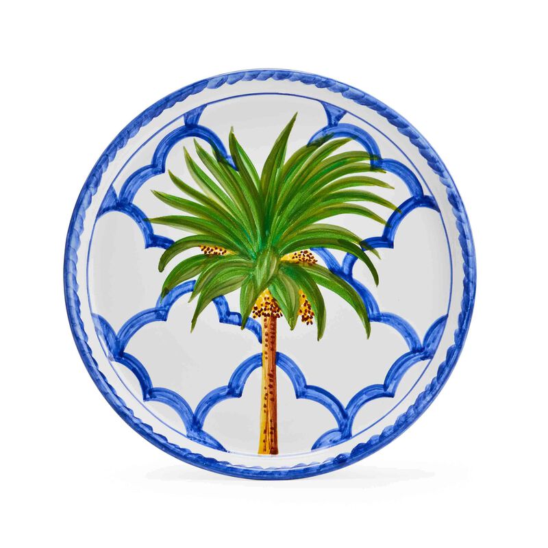 Les Ottomans Palm Ceramic Dessert Plate - Blue