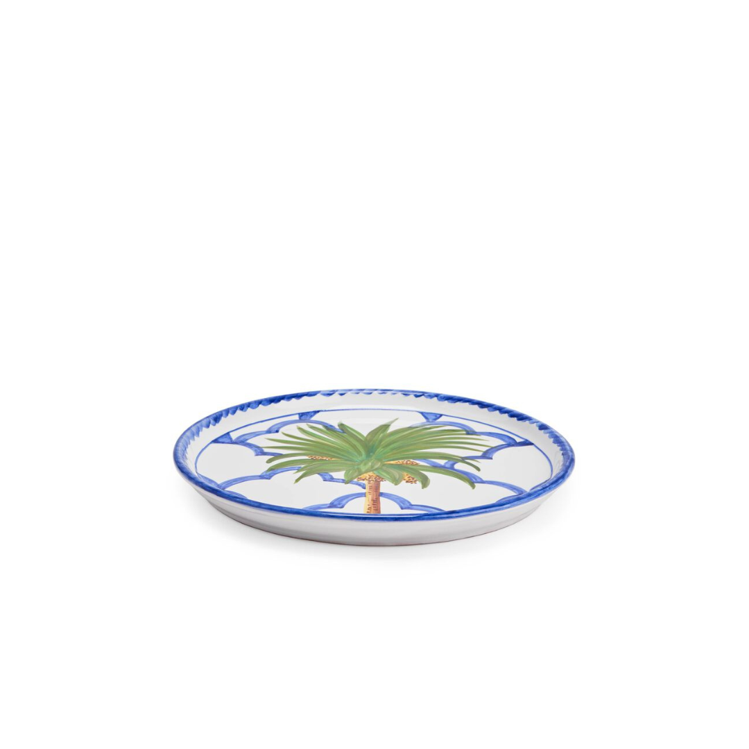 Les Ottomans Palm Ceramic Dessert Plate - Blue