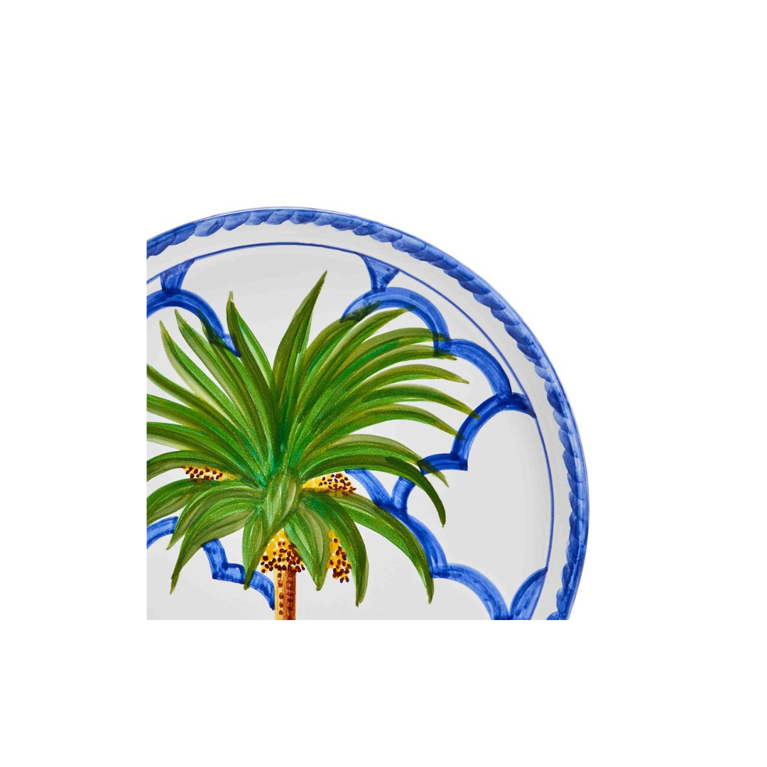 Les Ottomans Palm Ceramic Dessert Plate - Blue