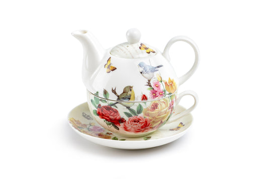 Yellow Rose Garden Fine Porcelain Tea for One Set