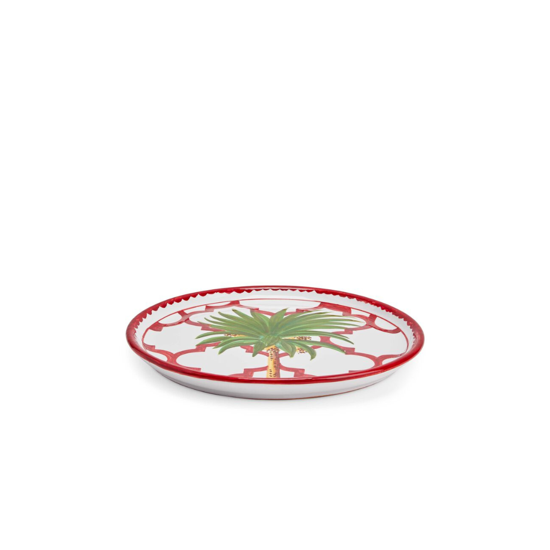 Les Ottomans Palm Ceramic Dessert Plate - Red