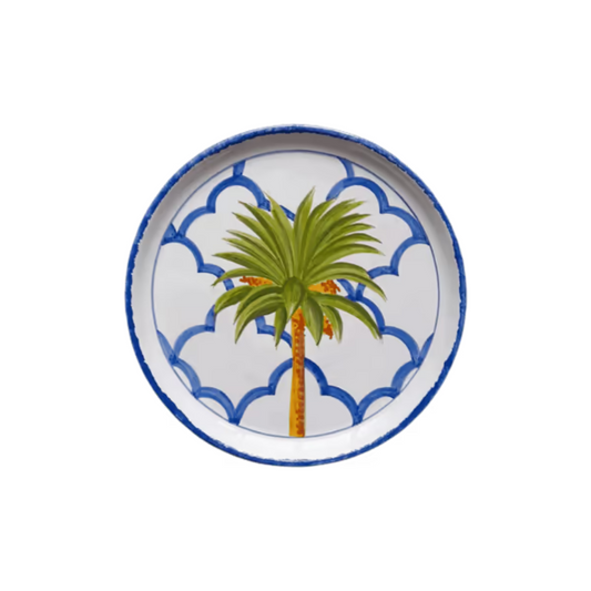 Les Ottomans Palm Ceramic Dessert Plate - Blue