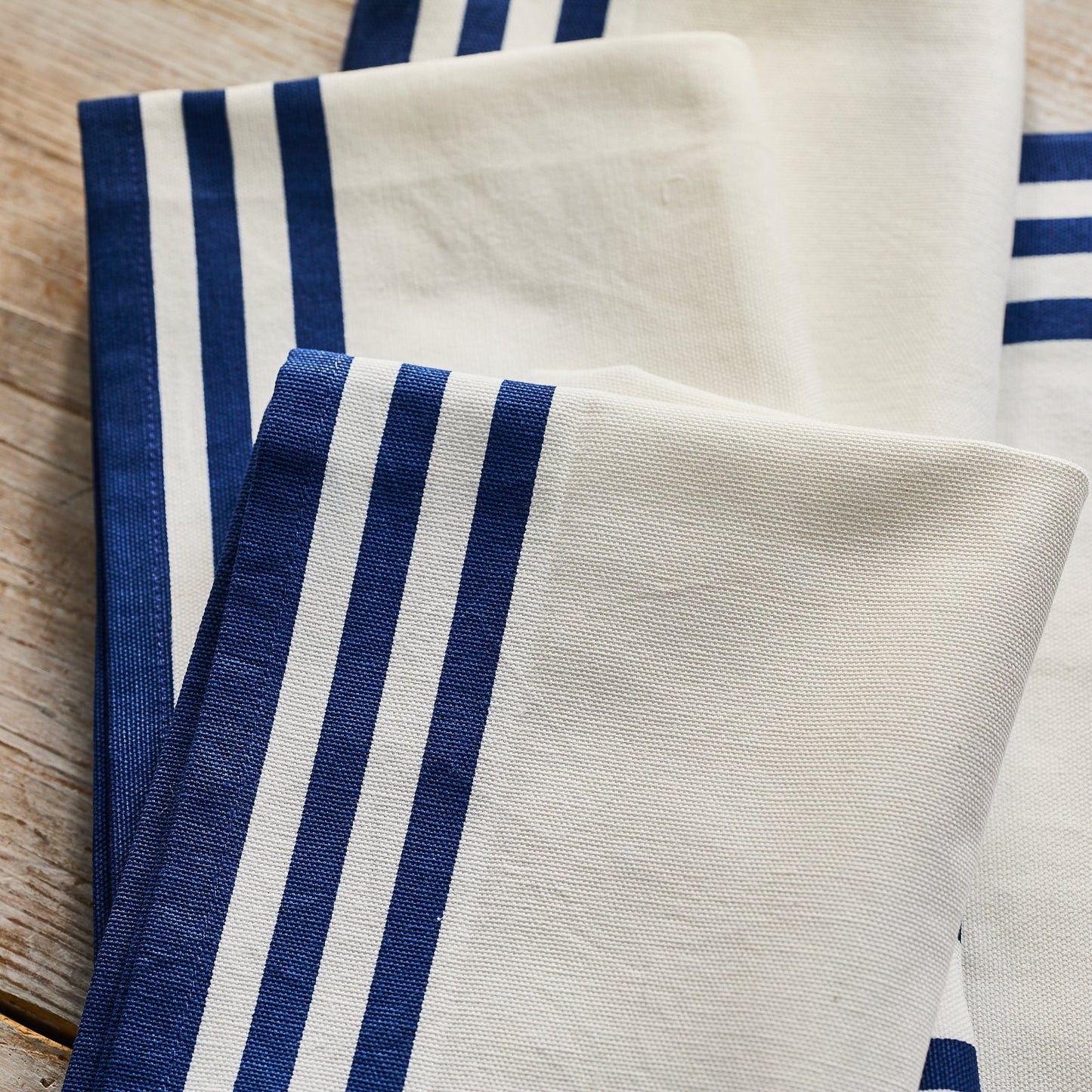 Triple Stripe Blue Dinner Napkins