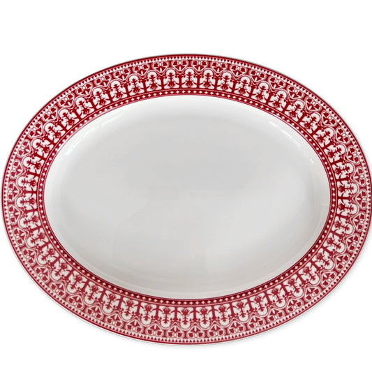 Caskata Casablanca Crimson Oval Rimmed Platter