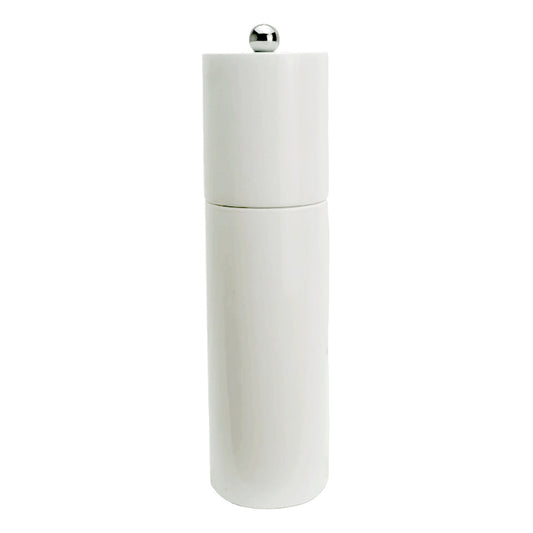 Addison Ross London WHITE ROUND COLUMN SALT OR PEPPER MILL