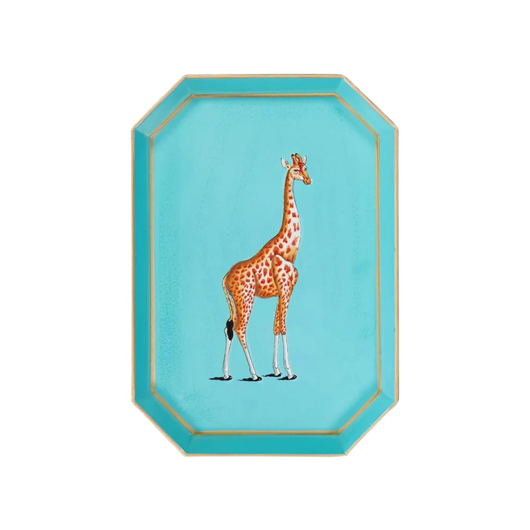 Les Ottomans  Fauna Hand-painted Iron Tray - Giraffe