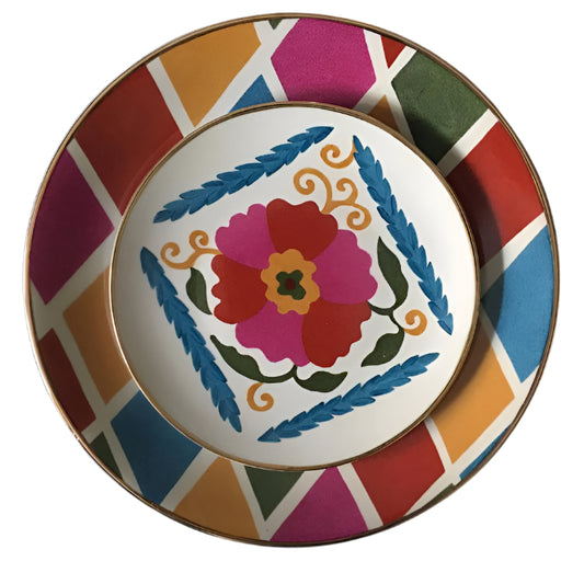 Dahlia Flower Hand-Painted Limoges Dessert Plate