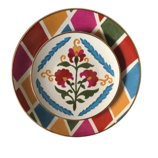Iris Flower Hand-Painted Limoges Dessert Plate