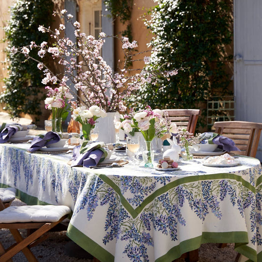 Wisteria Blue & Green Tablecloth